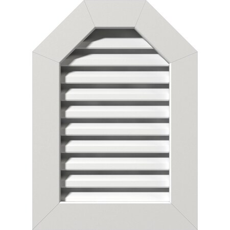 Octagonal Top Gable Vent Functional, PVC Gable Vent W/ 1 X 4 Flat Trim Frame, 36W X 36H